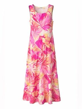 Escape Habitat Tropical Maxi Dress Resort Coastal Grandma Boho Chic Vacation-M